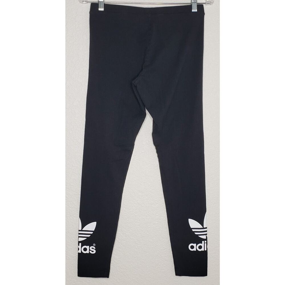 Adidas Originals Womens Ankle Leggings Sz Medium Black Mid Rise Pull On Logo